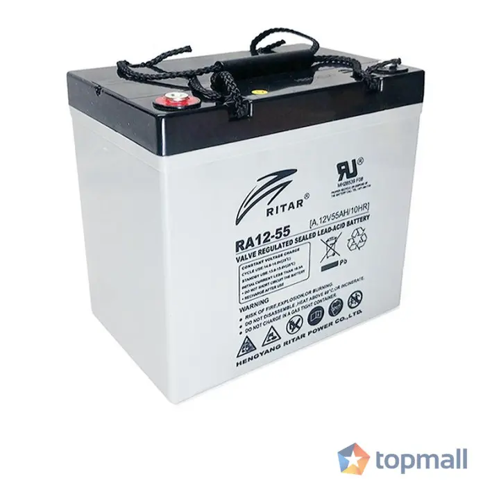 Оловна AGM Deep cycle батерия RITAR (DC12-55), 12V, 55Ah, 229 / 138 /211 mm F15/M6 / F11/M6, За соларни системи, (35936890)