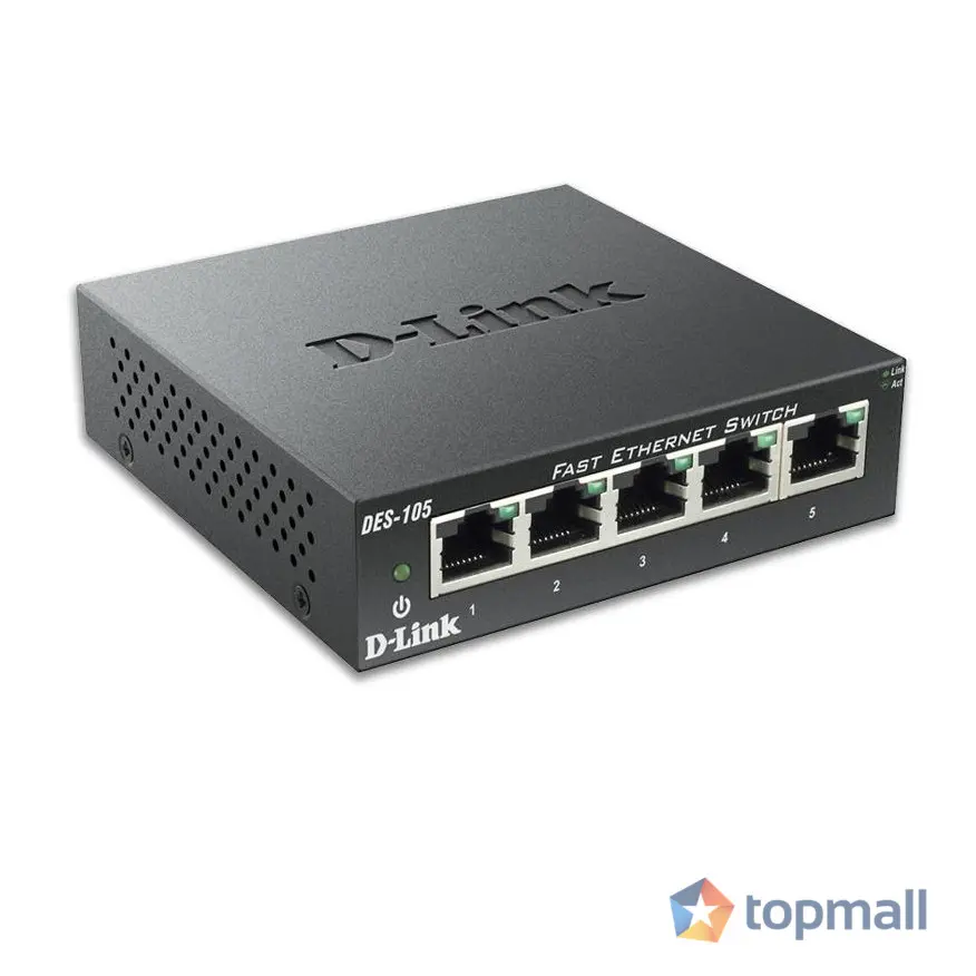 Суич D-Link DES-105/E, 5 портов 10/100, метален корпус, (35933020)