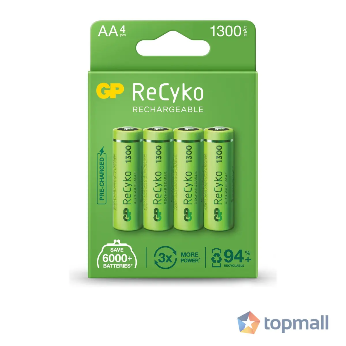 Акумулаторна Батерия R6 AA 130AAHC-EB4 1300mAh NiMH 4 бр. в опаковка GP, (35934883)