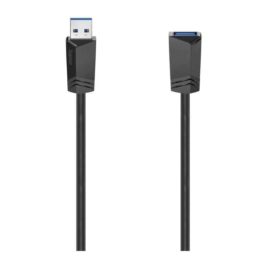 Удължителен кабел HAMA, USB 3.0 A мъжко - USB-А женско,1.5 м, Екраниран, Черен, (35934170)