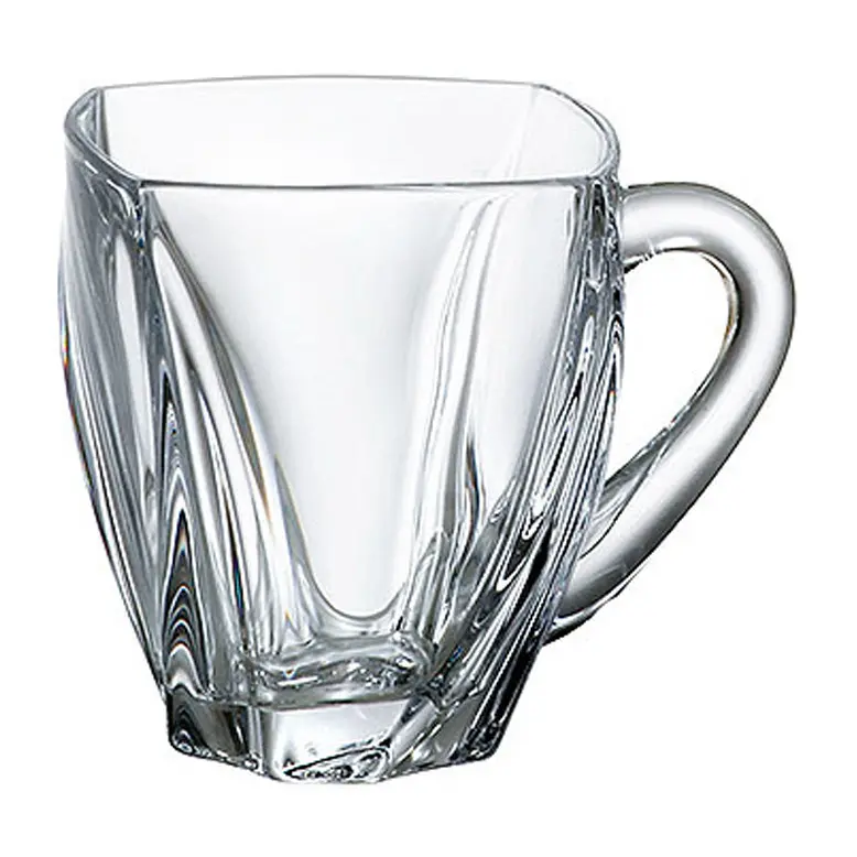 Комплект чаши за кафе и чай с дръжка Bohemia Neptune Cup, 6 бр, 150 мл, Кристалит