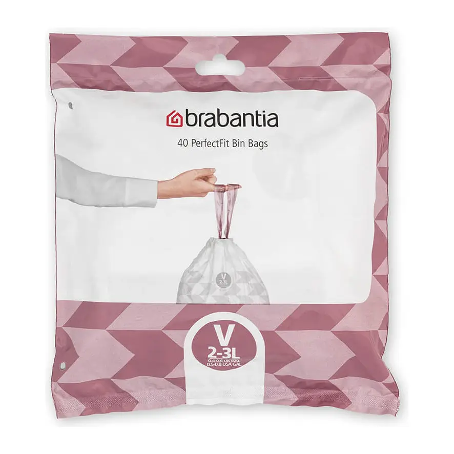Торба за кош Brabantia PerfectFit NewIcon размер V, 3L, 40 броя, пакет, (35942412)