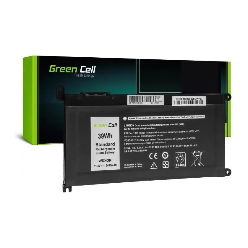 Батерия за лаптоп GREEN CELL, Dell WDXOR-H, Dell Inspiron 13 5368, 5378, 5379, 14 5482, 15 5565, 5567, 5568, 5570, 5578, 5579, 7560, 7570, 17 5770, 11.4V, 3400mAh, (35934382)
