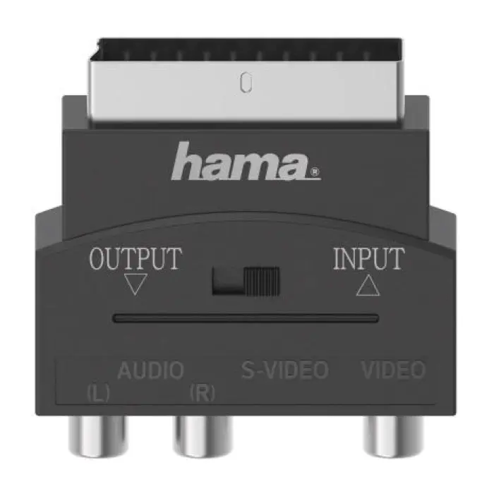 Преходник  HAMA S-VHS, 3 х Чинч(1хVideo+2xAudio) - Скарт, Черен, (35935465)