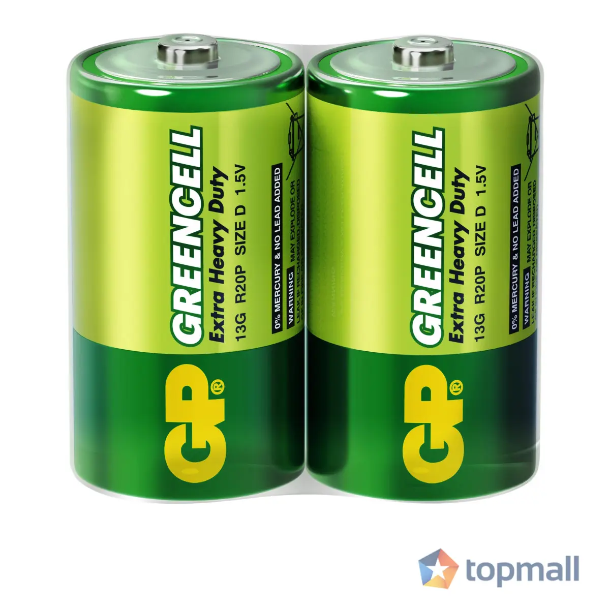 Цинк карбонова батерия GP Greencell 13G-S2, R20, 2 бр. в опаковка / shrink, 1.5V, (35933890)
