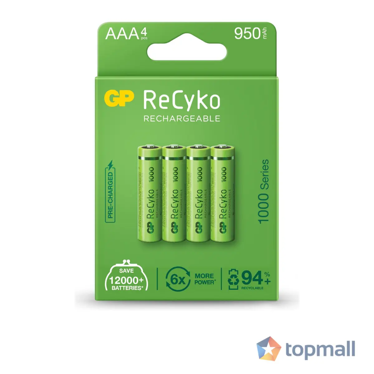 Акумулаторна Батерия GP R03 AAA 1000mAh NiMH 100AAAHCE-EB4 4 бр. в опаковка GP, (35934268)