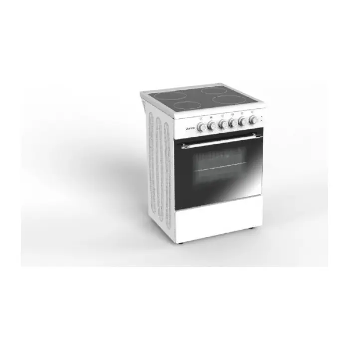 Готварска печка Aurica EC6022W, 60 см, Стъклокерамичен плот, 4 стъклокерамични нагревателни зони, Електрическа фурна 61л, Бяла