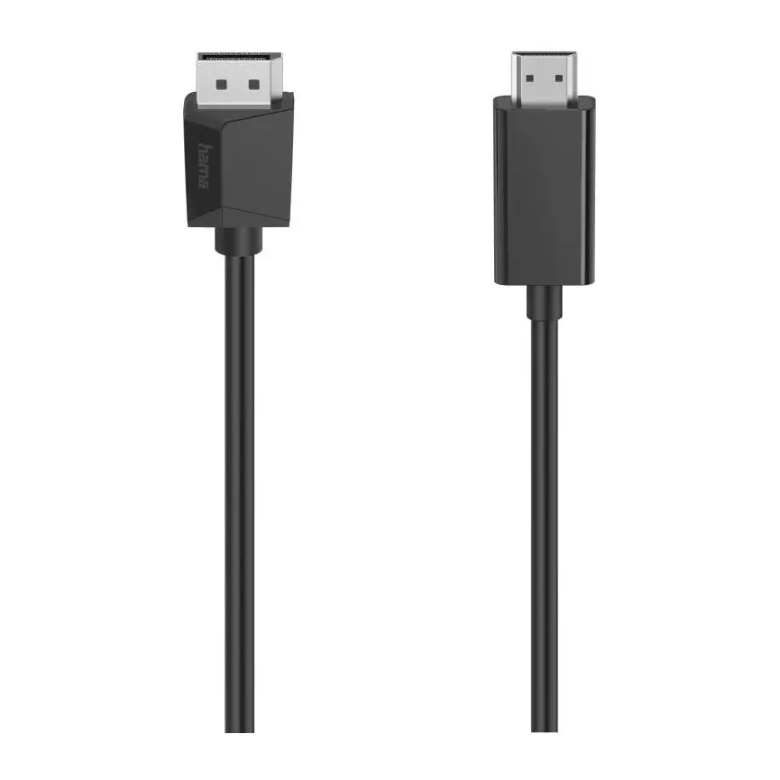 Кабел HAMA, DisplayPort мъжко - HDMI мъжко, Ultra-HD, 4K, 1.5м, Черен, (35935199)