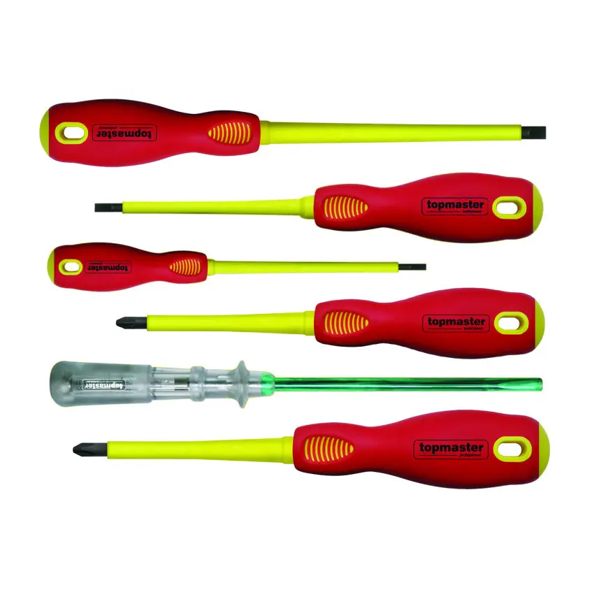 Отвертки изолир. 1000V права и кръст. к-т 6бр Topmaster Professional, (35926070)