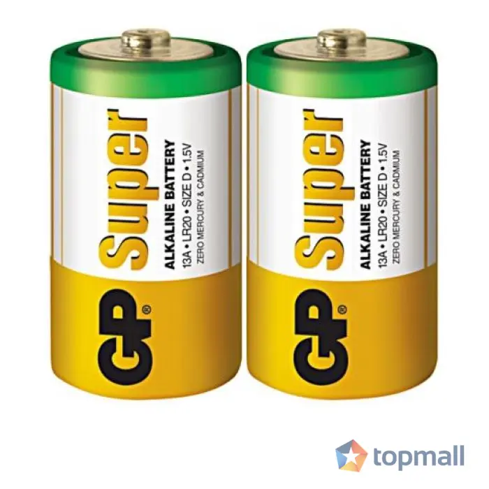 Алкална батерия GP SUPER LR20, 2 бр. в опаковка / shrink, 1.5V GP-BA-13A21-S2, (35933861)