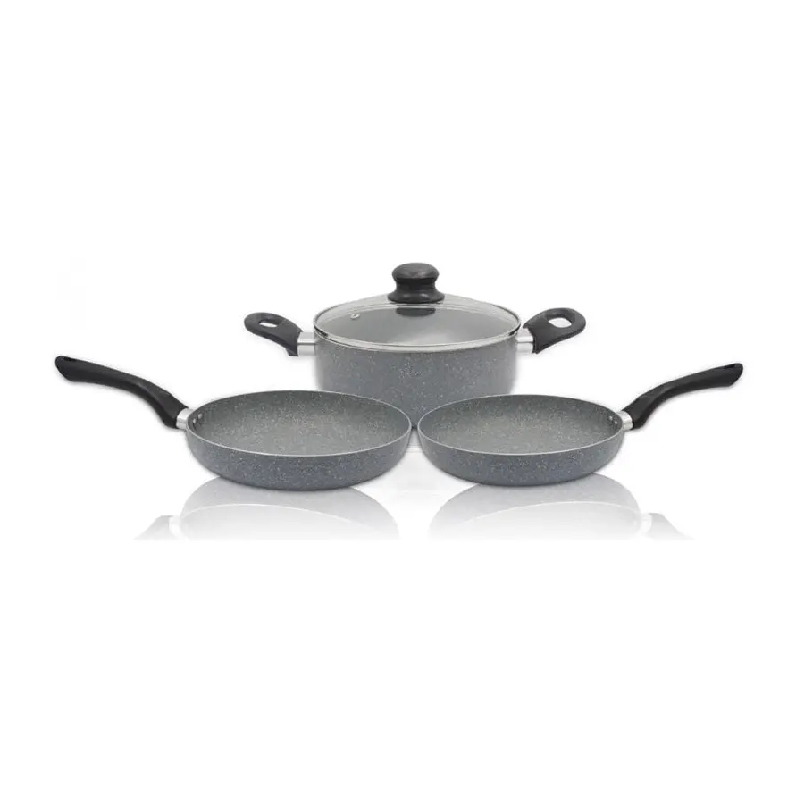 Комплект тигани и тенджера SAPIR Marble Cook SP 1318 CS4B, 4 части, Мраморно покритие, Сив, (18403)