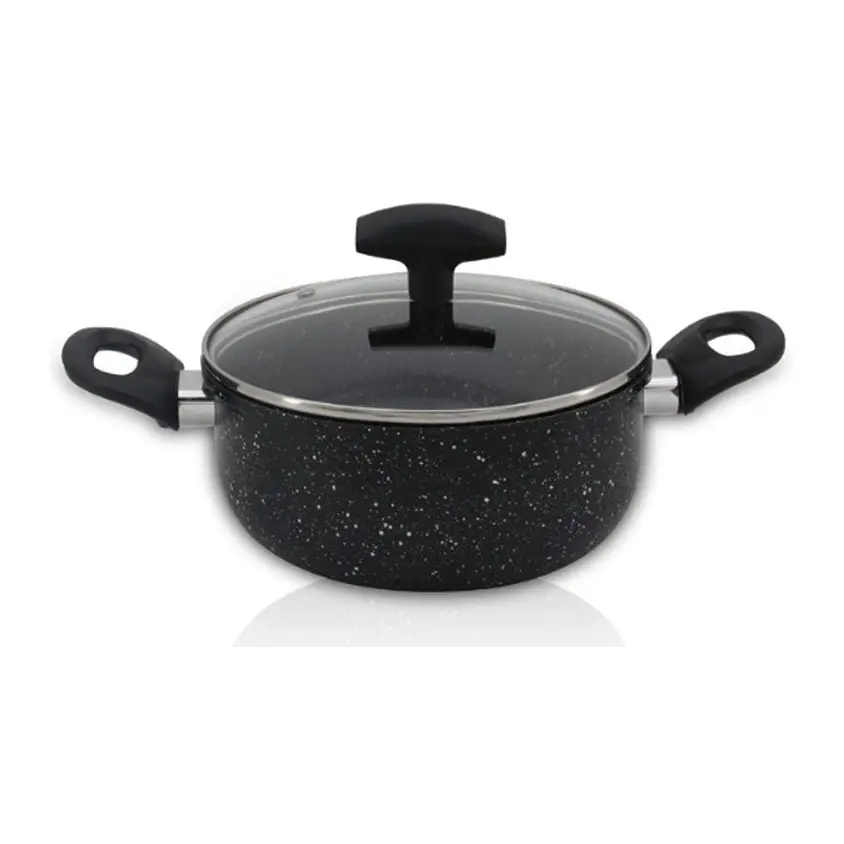 Тенджера SAPIR SP 1318 VM20, 2.2 л, 20х8.5 см, Мраморно покритие, Индукция, Черен, (18241)