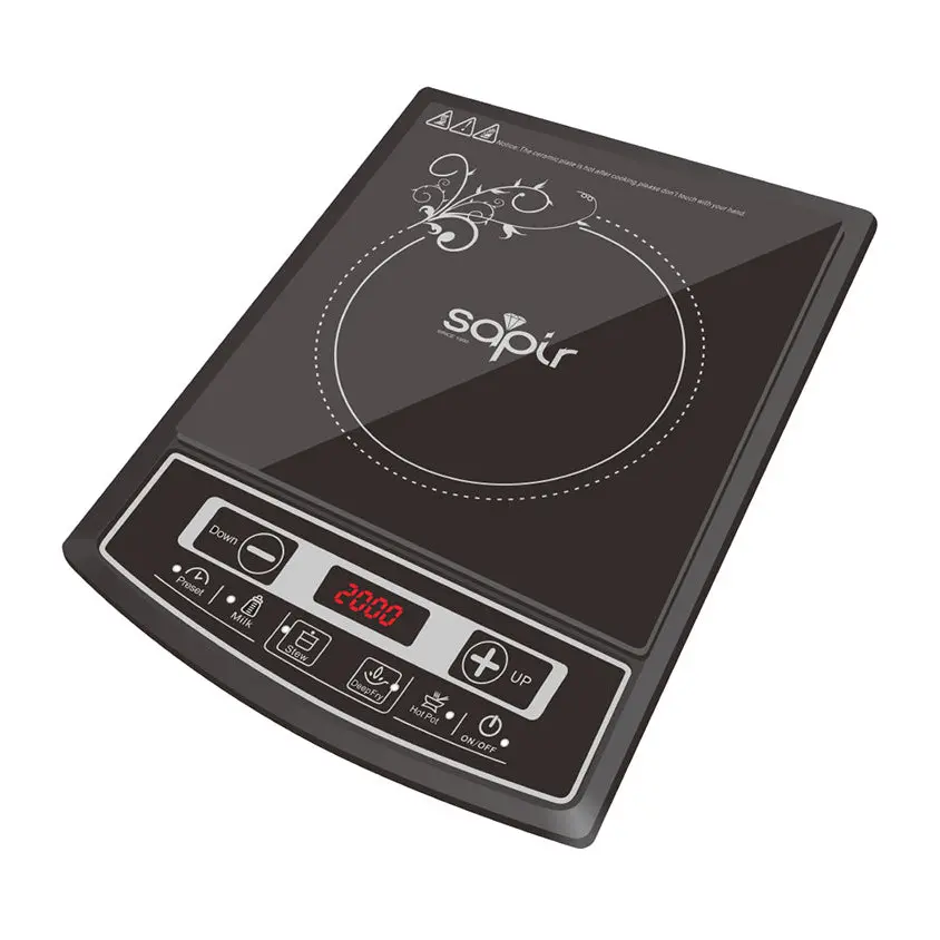 Индукционен котлон SAPIR SP 1445 LG, 2000W, LED екран, 4 функции, 8 степени, Черен, (18426)