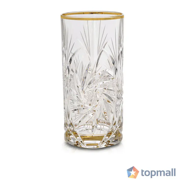 Чаша за вода Bohemia 1845 Pinwheel Matt Cut and Gold 370ml, 6 броя, (35946778)