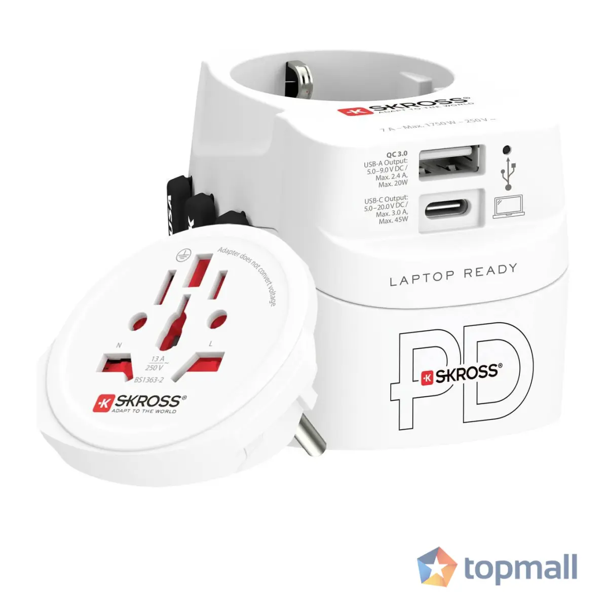 Адаптер SKROSS PRO Light USB, 1.302474, World, Бял, (35937596)