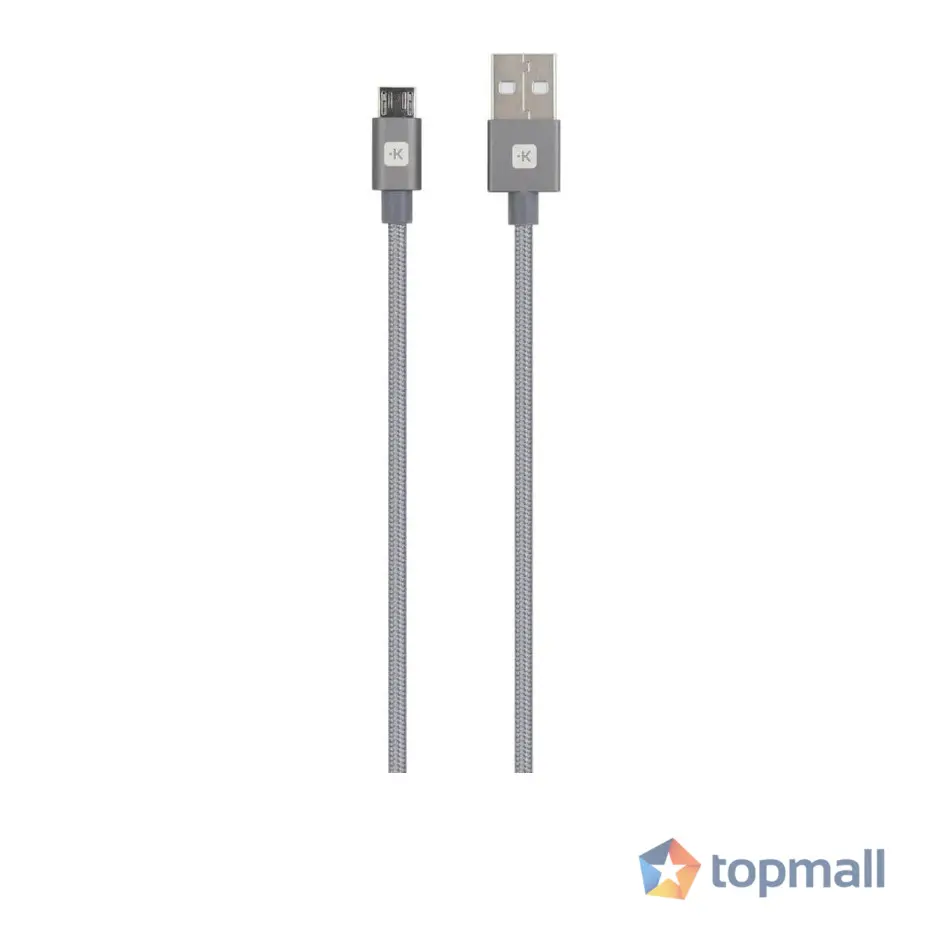 Кабел Skross, USB-A - microUSB, Метална оплетка, 1.20 м, Сив, (35937091)