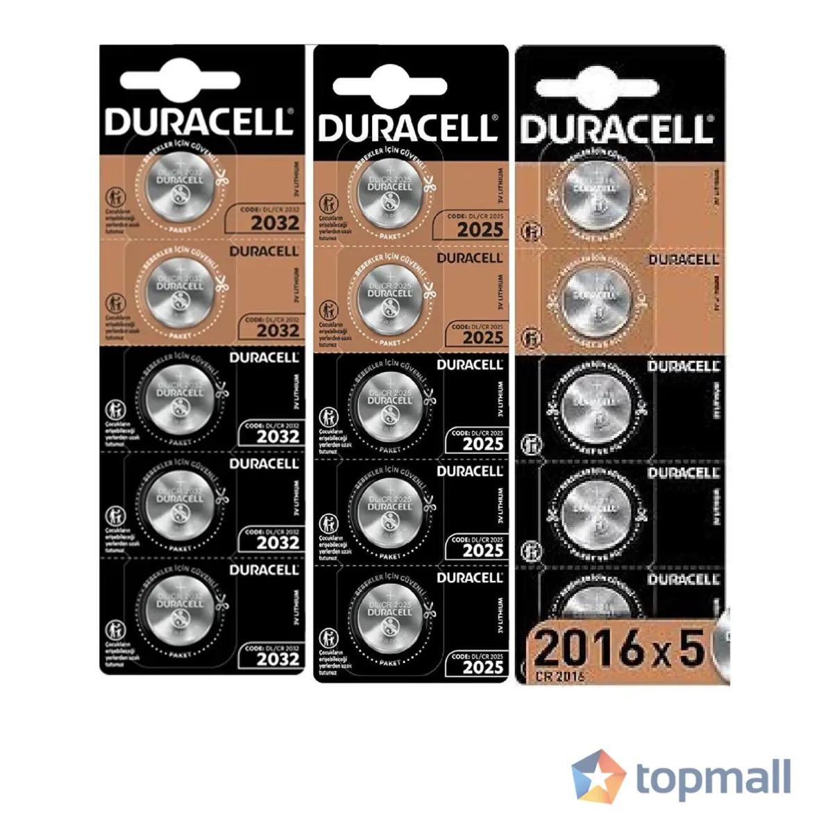 Бутонна батерия, DURACELL CR2016, 3V, 5 бр. в блистер, Литиева, /цена за 1 батерия/, (35935744)