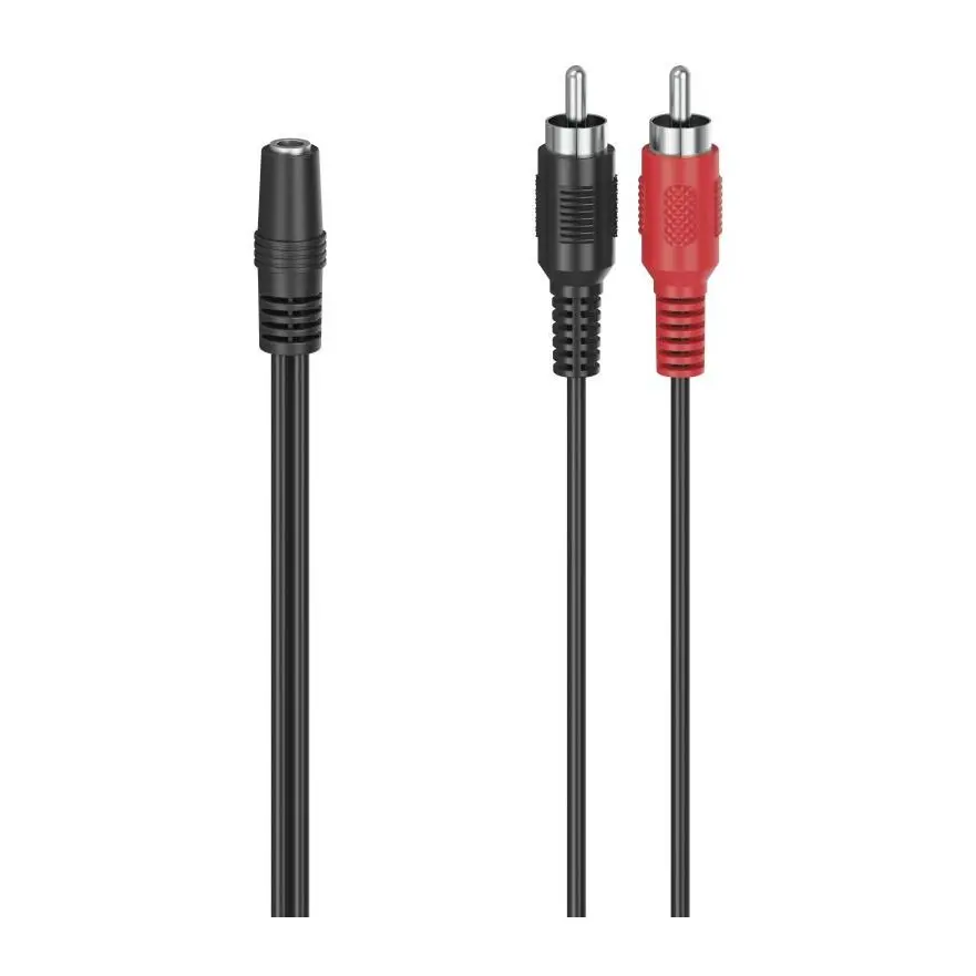 Аудио адаптер HAMA, 3.5 mm жак женско - 2 x Чинч мъжко, 0.12 м, Черен, (35934540)