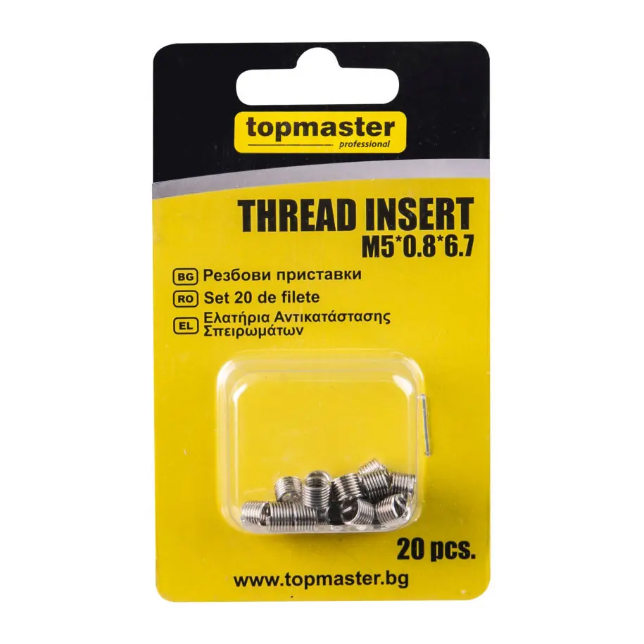 Резбови приставки M5*0.8*6.7, 20бр. Topmaster Professional, (35929649)