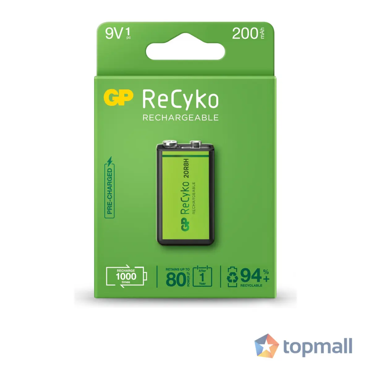 Акумулаторна Батерия GP R22 8.4V 200mAh RECYKO 20R8HN-GB1 NiMH 1бр. в опаковка GP, (35932551)