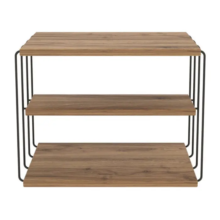 Нощно шкафче-маса Kalune Design 854KLN2813, 40х50 см, 3 нива, Меламиново покритие/метал, Кафяв/черен, (854KLN2813)