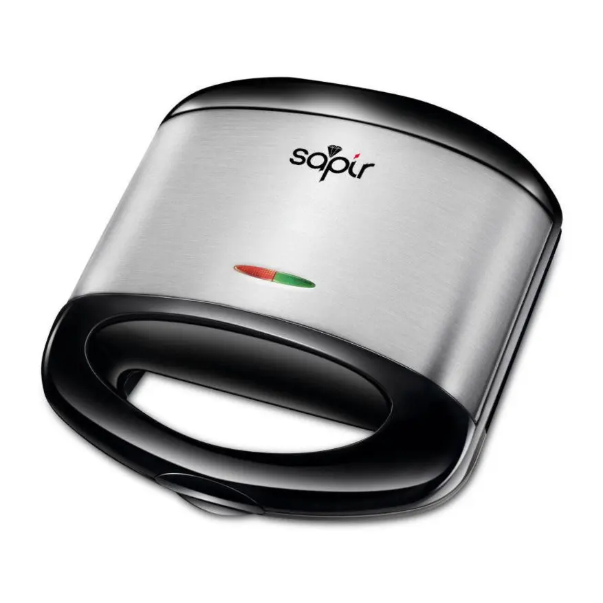 Тостер скара за сандвичи SAPIR SP 1442 AL, 750W, За 2 филийки, Грил плочи, Черен/инокс, (18307)