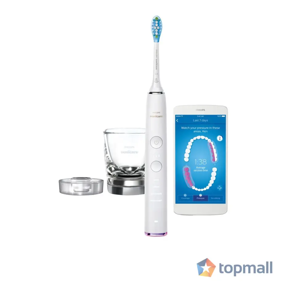 PHILIPS Четка за зъби DiamondClean Smart 4 режима 3 степени на интензивност сензор за натиск чаша за зареждане бял цвят