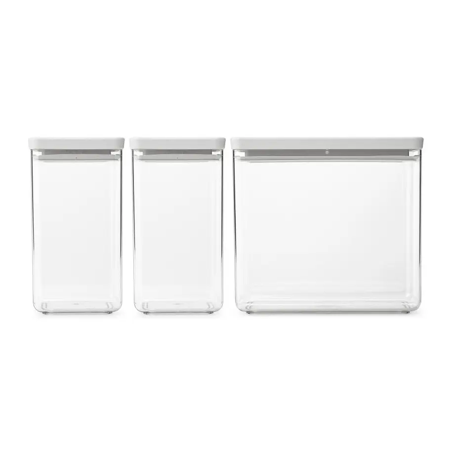 Кутии за съхранение на продукти комплект Brabantia Tasty+ Stackable 2x1.6L+1x3.5L Light Grey, (35943341)