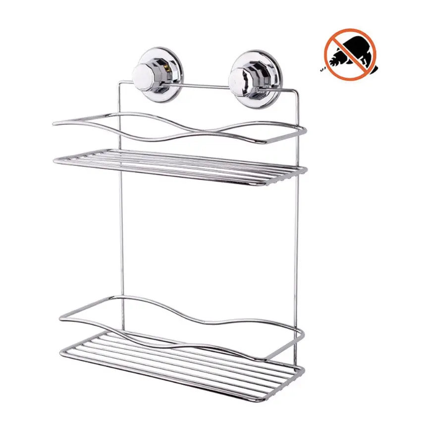 Правоъгълна етажерка за баня и кухня TEKNO-TEL DM 042, 2 нива, Вакуум, Сребрист, (18590)