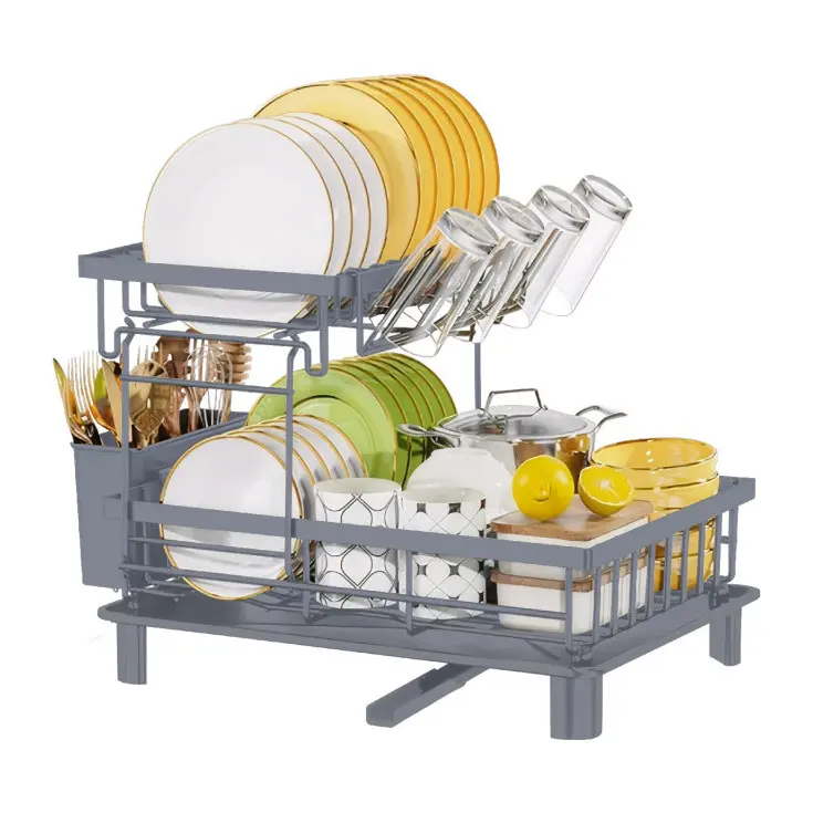 Сушилник за съдове HausRoland HR306-4, 2 нива, 48.5 х 33 х 32.5 см, Сив, (35947258)