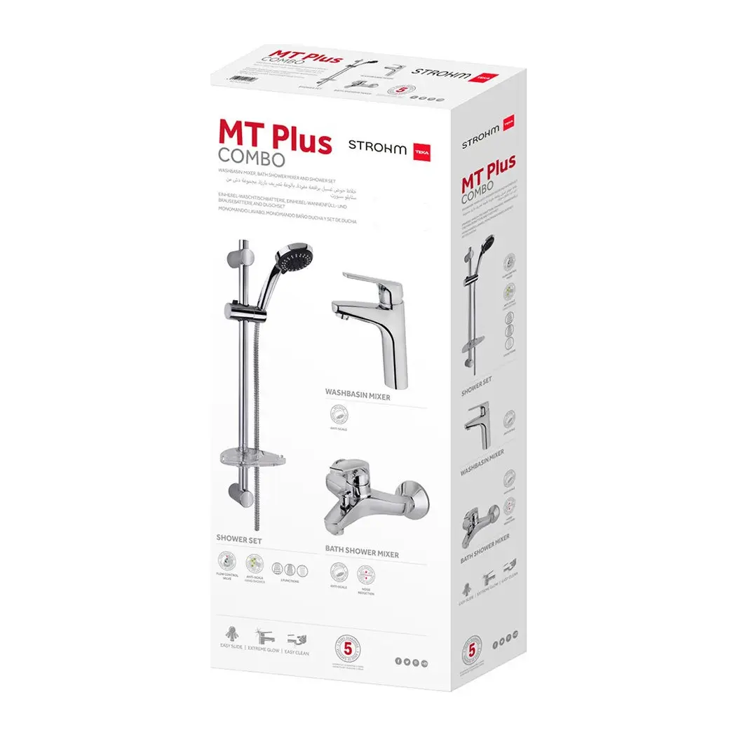 Смесители за баня MTPLUS, за вана душ и за мивка, хром, комплект смесители и аксесоар, (35948783)