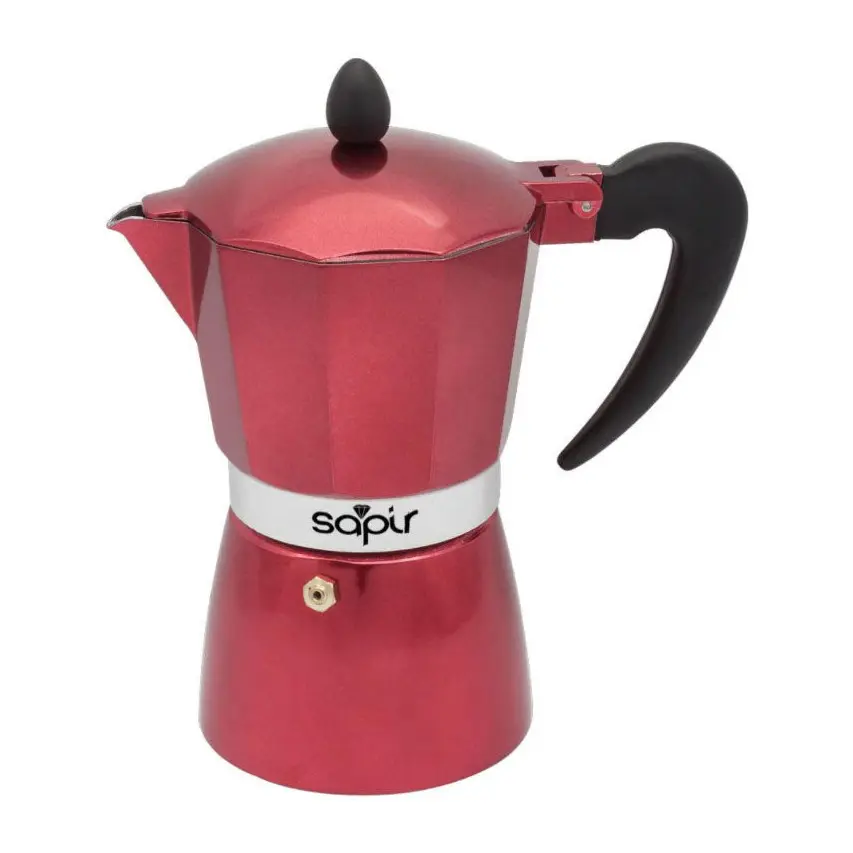 Кубинска кафеварка SAPIR SP 1173 I9R, 9 чаши, 800 мл, Предпазен клапан, Червен, (18448)
