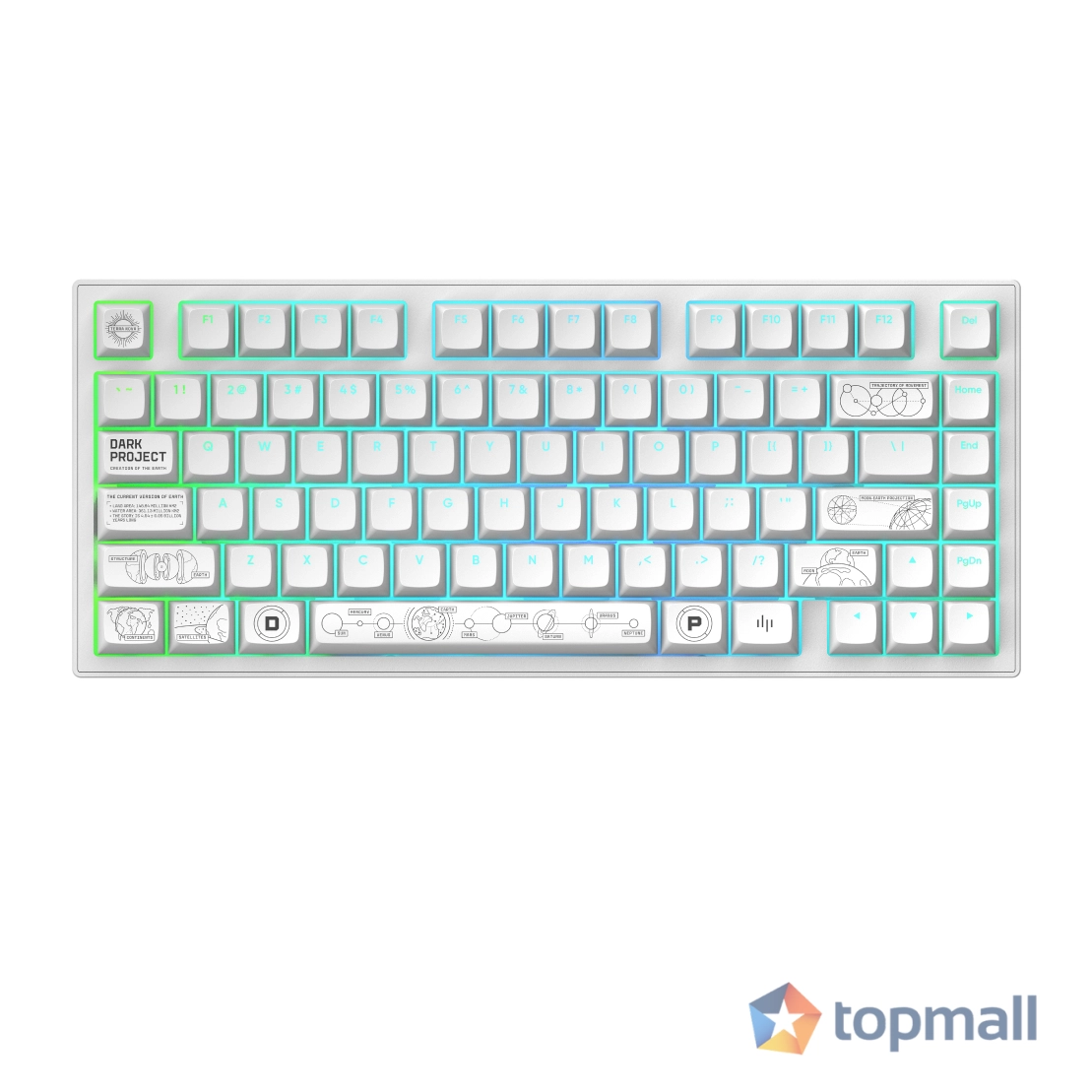 Геймърскa безжична клавиатура Dark Project ALU81A Terra Nova White RGB, (35938878)