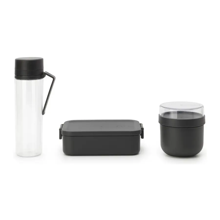 Комплект за закуска Brabantia Make&Take 3 части, Dark Grey, бутилка,купа,кутия, (35942743)