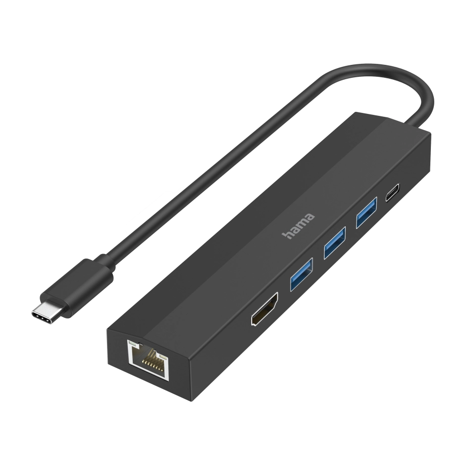 USB-C хъб HAMA, мултипорт, 6 порта, 3 x USB-A, USB-C, HDMI, LAN/Ethernet, (35937539)