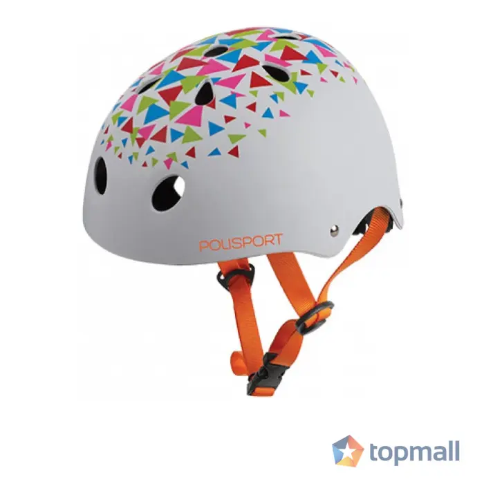 Аксесоар за велосипед Polisport, каска JUNIOR URBAN RADICAL TRIANGLES (53/55) WHITE MATTE/ORANGE Каски, 25597