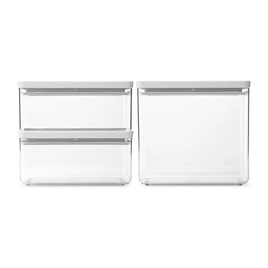 Кутии за съхранение на продукти комплект Brabantia Tasty+ Stackable 2x1.5L+1x3.5L Light Grey, (35943342)