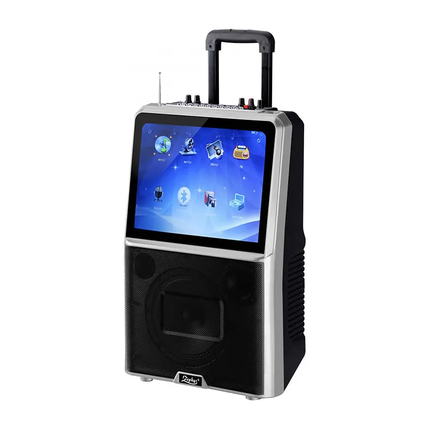 Караоке тонколона ZEPHYR ZP 9999 E, 15" цветен LED дисплей, Bluetooth, MP3, 2 бр. безжични микрофона, Черен, (18335)