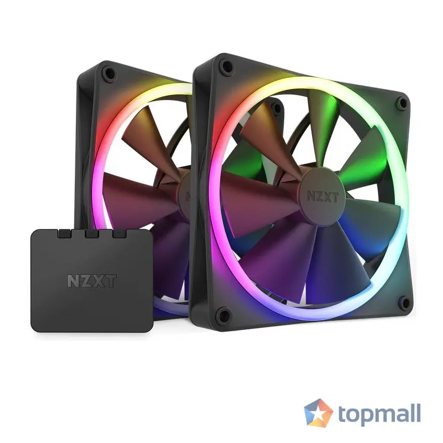 Комплект вентилатори NZXT F140 RGB Black 2 броя и NZXT RGB контролер, (35935309)