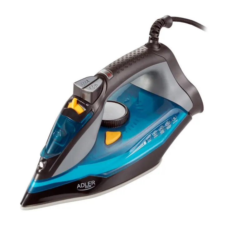 Ютия Adler AD 5032, 3000W, 350ml, 80g/min, Керамика, Вертикално гладене, С-ма против капене, AntiCalc, Авт.изключване, Син, (13015)