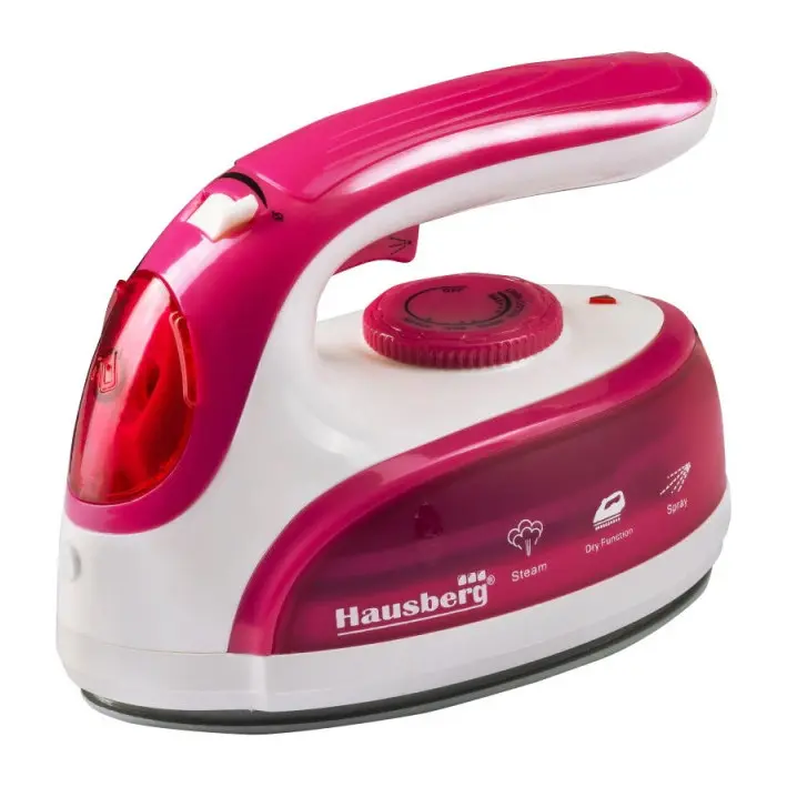 Ютия туристическа Hausberg HB 7910RS, 1000W, 50мл, Керамична плоча, Бял/розов, (99HB7910RS)