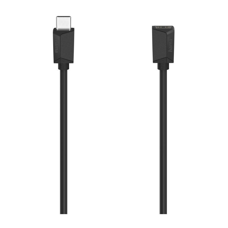 Удължителен кабел, USB-C, 5 Gbit/s, USB-C женско - USB-C мъжко, 0.5 м, USB 3.2 Gen1, Черен, (35936029)