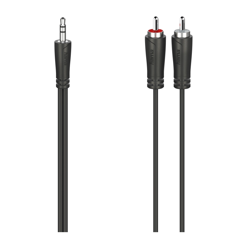 Аудио кабел HAMA, 3.5 mm жак - 2 x Чинч, 1.5м, Черен, (35934486)