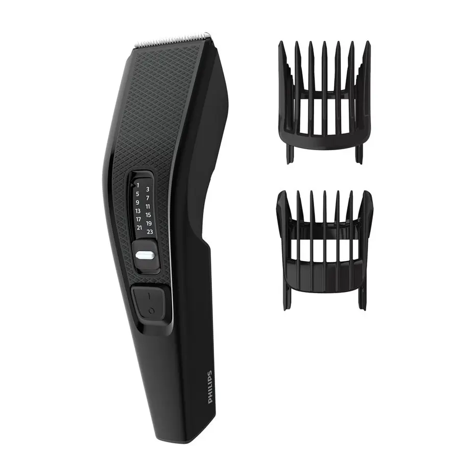 Машинка за подстригване PHILIPS Seria 3000 HC3510/15, 13 настройки за дължина, Използване с кабел, Остриета от неръждаема стомана, Черен