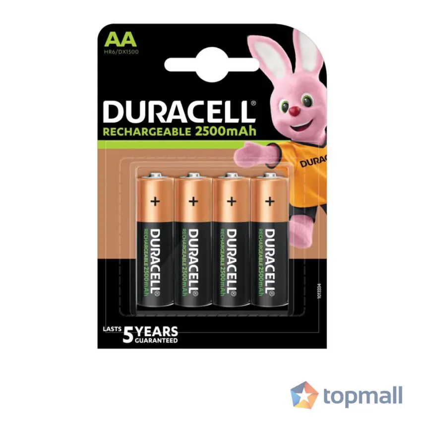 Акумулаторна батерия DURACELL R6 AA, 2500mAh NiMH, 1.2V, 4 бр. в опаковка, (35937190)