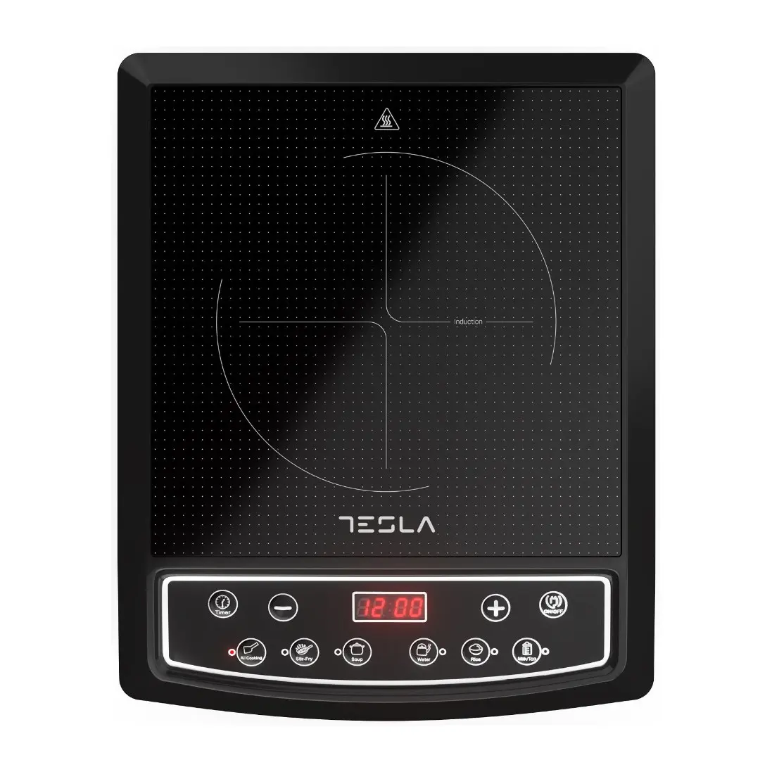 Индукционен котлон Tesla IC200B, 1500W, Керамика, Дигитален дисплей, 8 нива на мощност, 6 програми, Таймер, Черен, (12669)