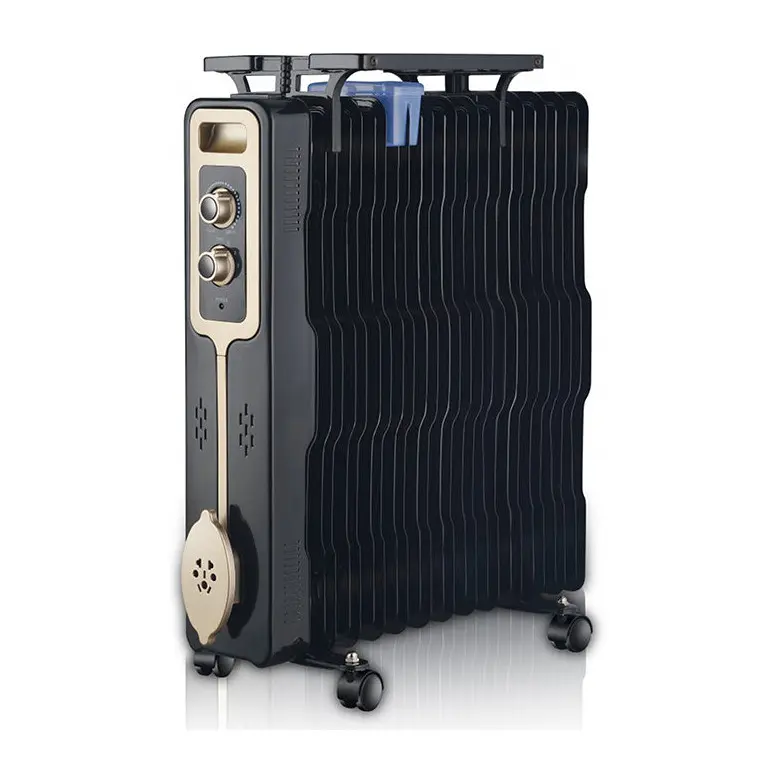 Радиатор ZEPHYR ZP 1971 G13, 2500W, 13 ребра, 3 степени, Поставка за дрехи, Регулируем термостат, Черен, (18622)