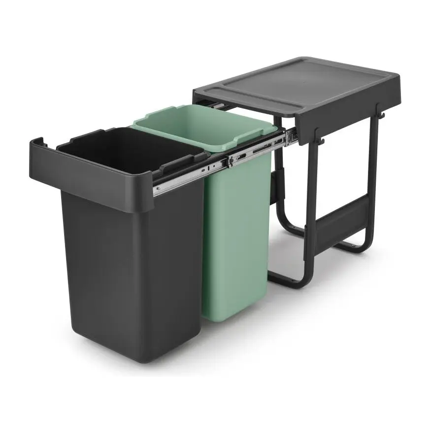 Кош за смет за разделно събиране Brabantia Sort&Go 2x15L, Dark Grey & Jade Green, (35943331)