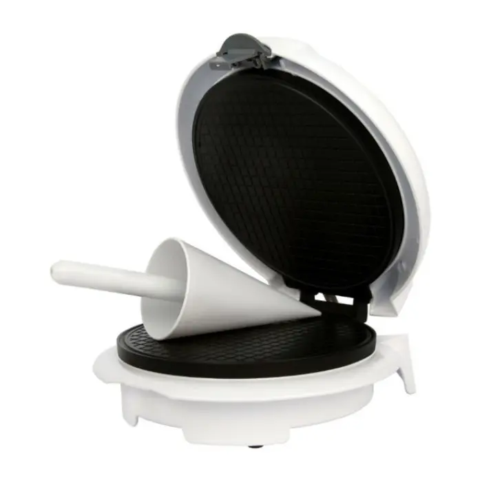 Уред за вафлени фунийки Adler AD 3038, 1500W, Незалепващо покритие, Плоча: 18 см, Бял, (9999AD3038)