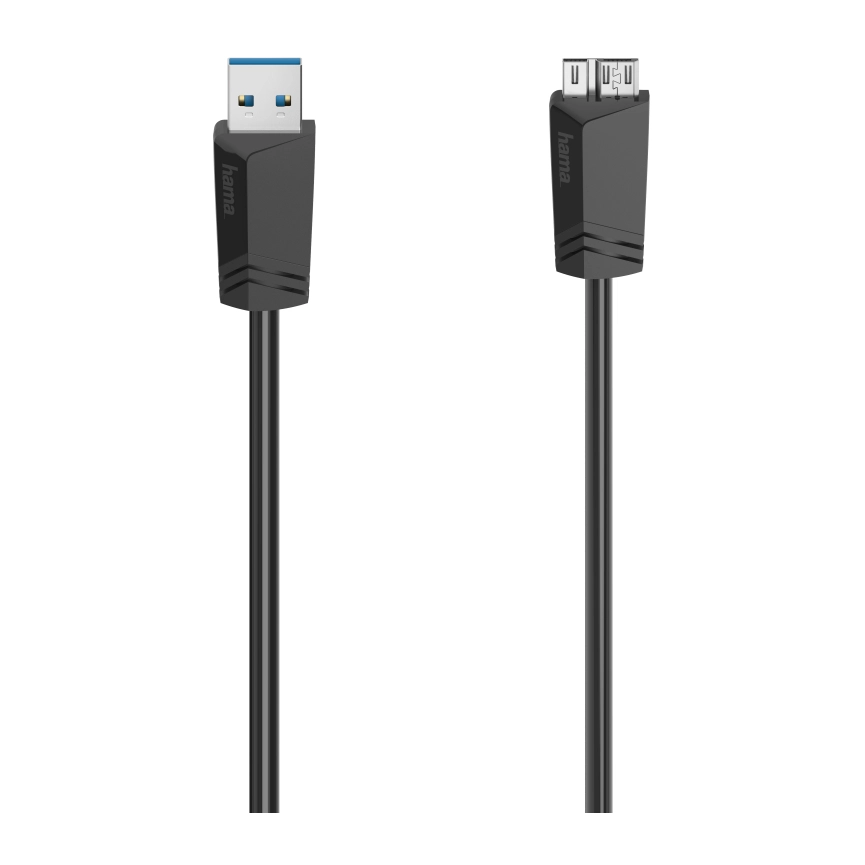 Кабел HAMA, USB 3.0 A мъжко - USB 3.0 Micro-B мъжко, 1.5 м, 5Gbit/s, Черен, (35934291)